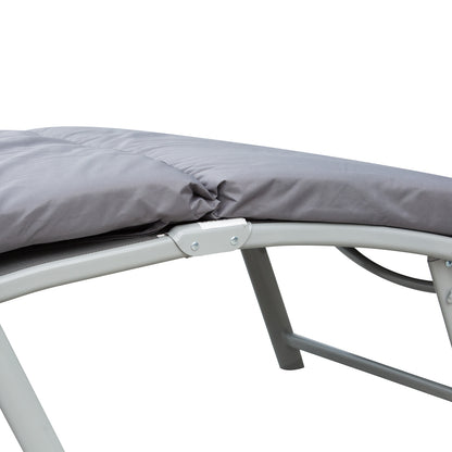 Outsunny Steel Frame Outdoor Garden Padded Sun Lounger w/ Pillow Grey 