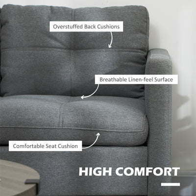 HOMCOM Two-Seater Sofa, with Steel Legs - Grey 