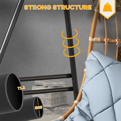 Outsunny Hammock Chair Stand, Hanging Heavy Duty Metal Frame Hammock Stand for Hanging Hammock Air Porch Swing Chair, Egg Chair, Black 