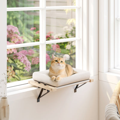 PawHut Cat Radiator Bed, Adjustable Hanging Cat Hammock with Removable and Washable Cushion for Indoor Cats, Cream White 