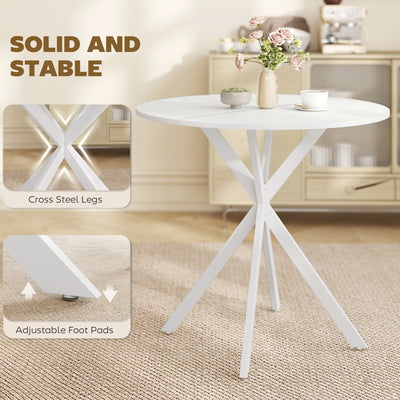 HOMCOM 80cm Industrial Round Dining Table - White 