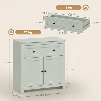 HOMCOM Sideboard Storage Cabinet, Modern Kitchen Cupboard with Adjustable Shelf, Drawer and Double Doors, Green 