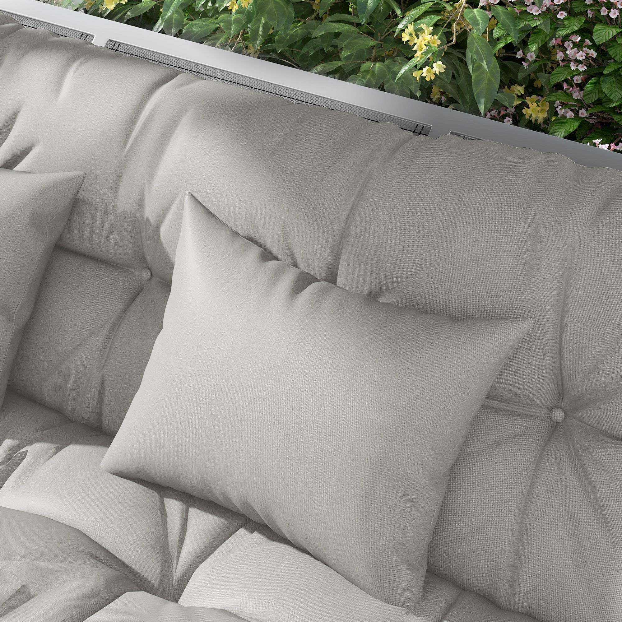 Outsunny Back and Seat Cushion Replacement with 2 Pillows, Patio Chair Cushions Set with Ties, Light Grey 