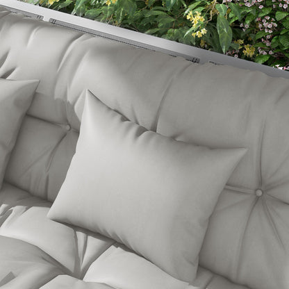Outsunny Back and Seat Cushion Replacement with 2 Pillows, Patio Chair Cushions Set with Ties, Light Grey 