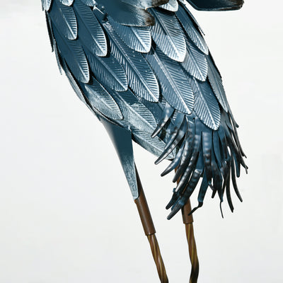 Outsunny Heron Garden Statues, Standing Garden Ornament, Metal Garden Gift with Stakes, Blue & White 