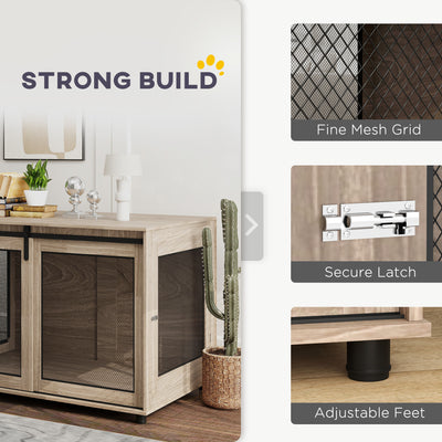 PawHut Dog Crate Furniture with Sliding Door for Extra Large Dogs, 118 x 75.5 x 82cm, Walnut Brown 