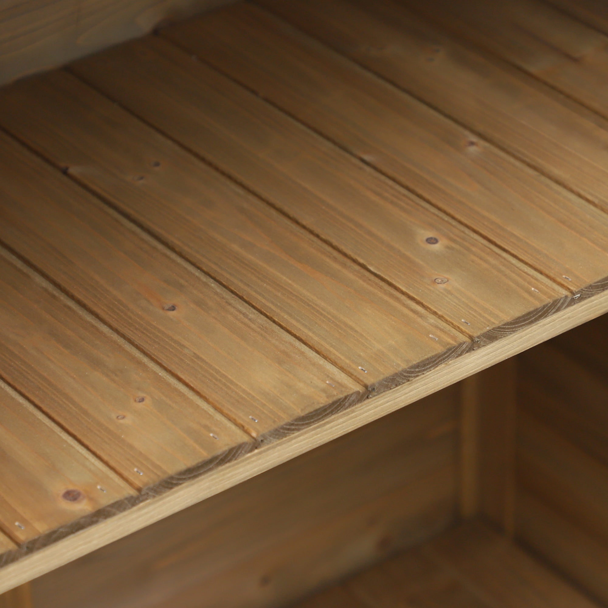 Outsunny Garden Shed Wooden Garden Storage Shed 2 Door Unit Solid Fir Wood Garage Tool Organisation Cabinet, 87L x 46.5W x 96.5Hcm, Natural 