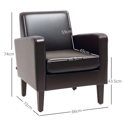 HOMCOM Faux Leather Simple Armchair - Brown 