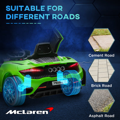 AIYAPLAY McLaren 765LT Licensed 12V Kids Electric Ride on Car with Butterfly Doors, Remote Control, Transport Wheels, Green 