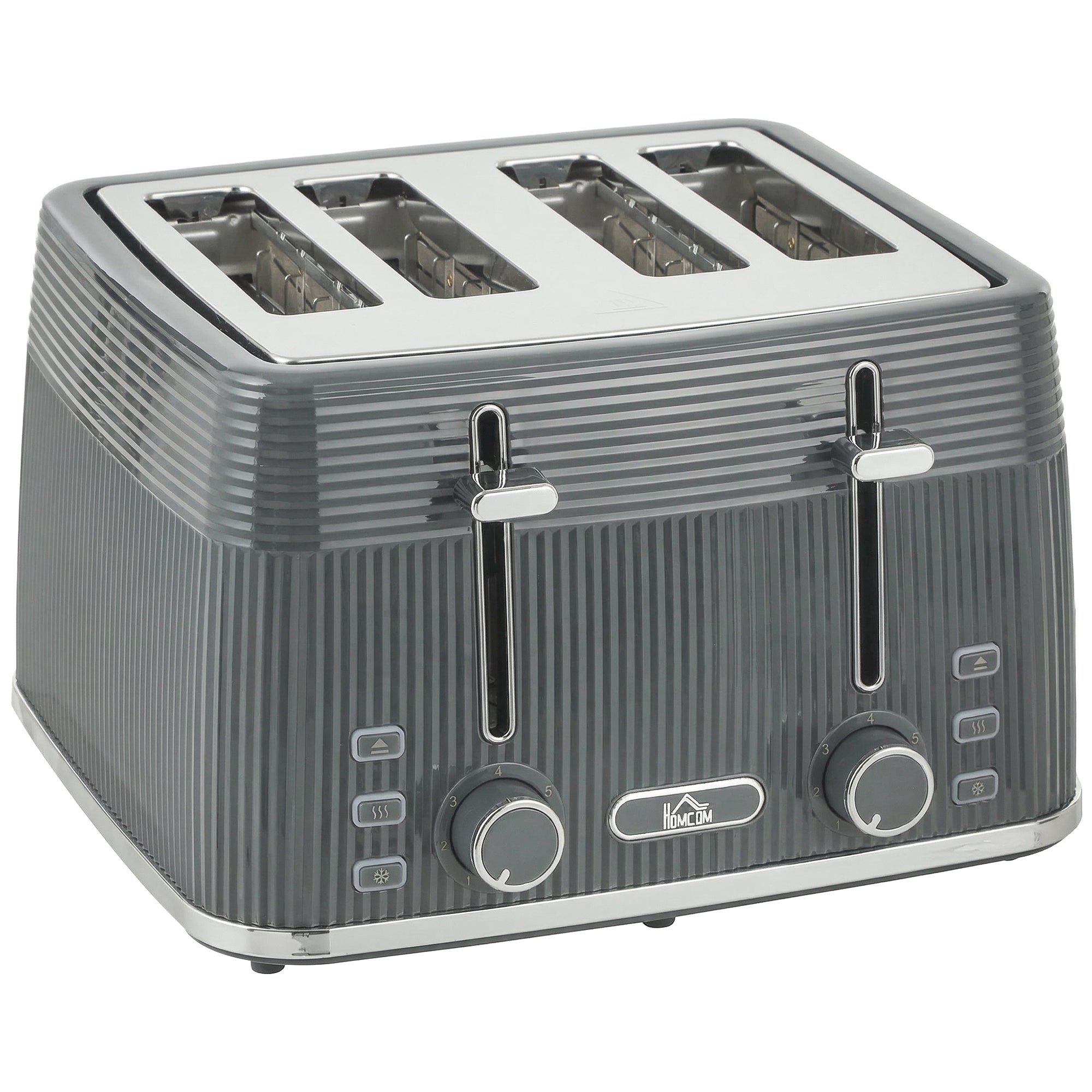 HOMCOM 4 Slice Toaster with 7 Browning Levels, Bread Toaster with Removable Crumb Tray, Grey 