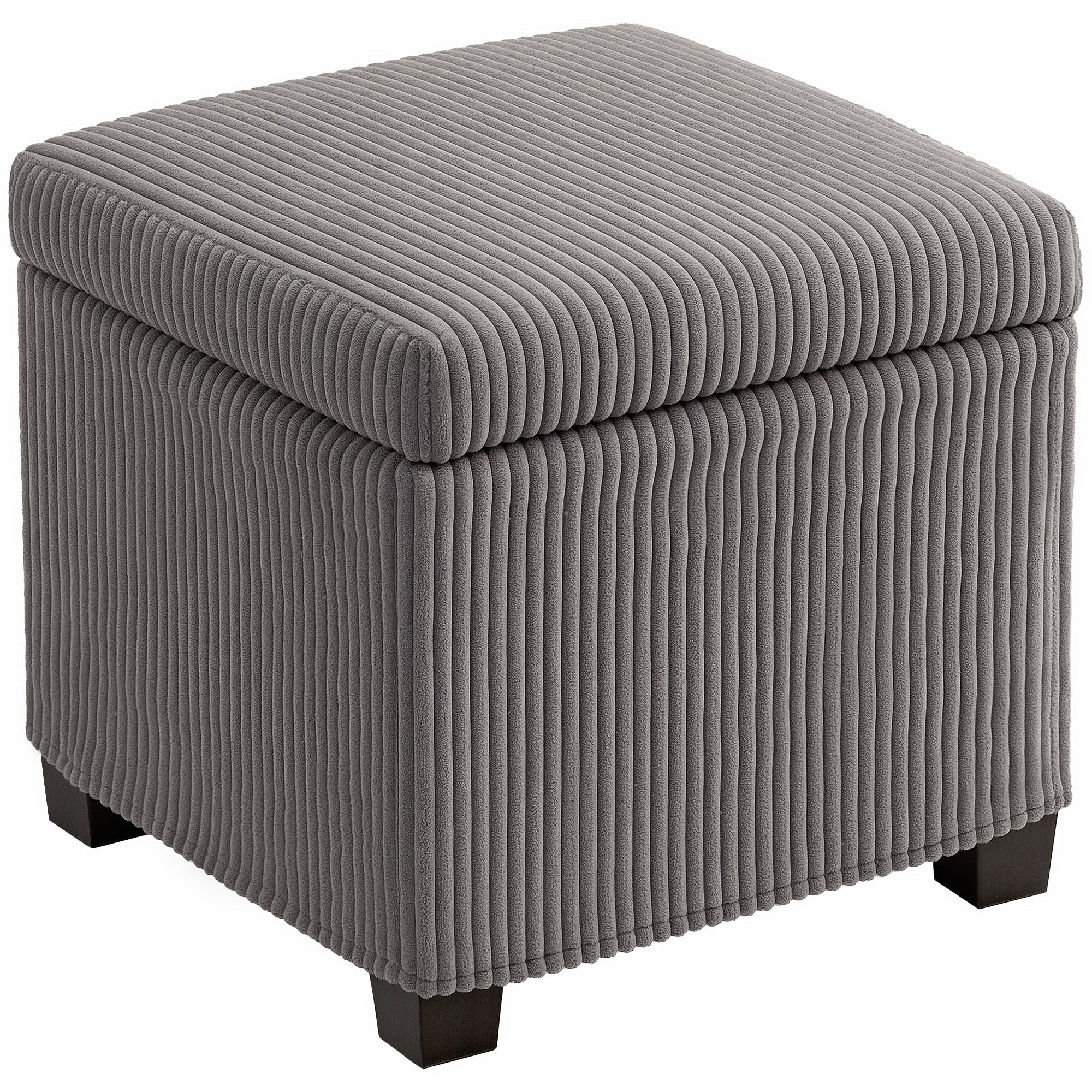 HOMCOM Storage Ottoman Bench, Corduroy Footstool with Removable Lid and Legs, 40cm Storage Chest Box for Living Room, Bedroom, Hallway, Grey 