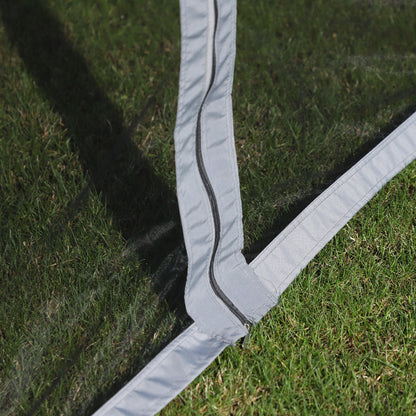 Outsunny 3 x 4m Aluminium Garden\'c2\'a0Gazebo, Marquee Canopy Shelter Pavilion Party Tent with Nets and Curtains for Garden and Deck, Grey