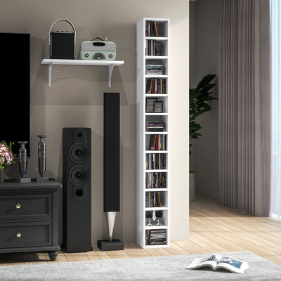 HOMCOM 204 CD Tall Narrow Media Storage Tower - White 