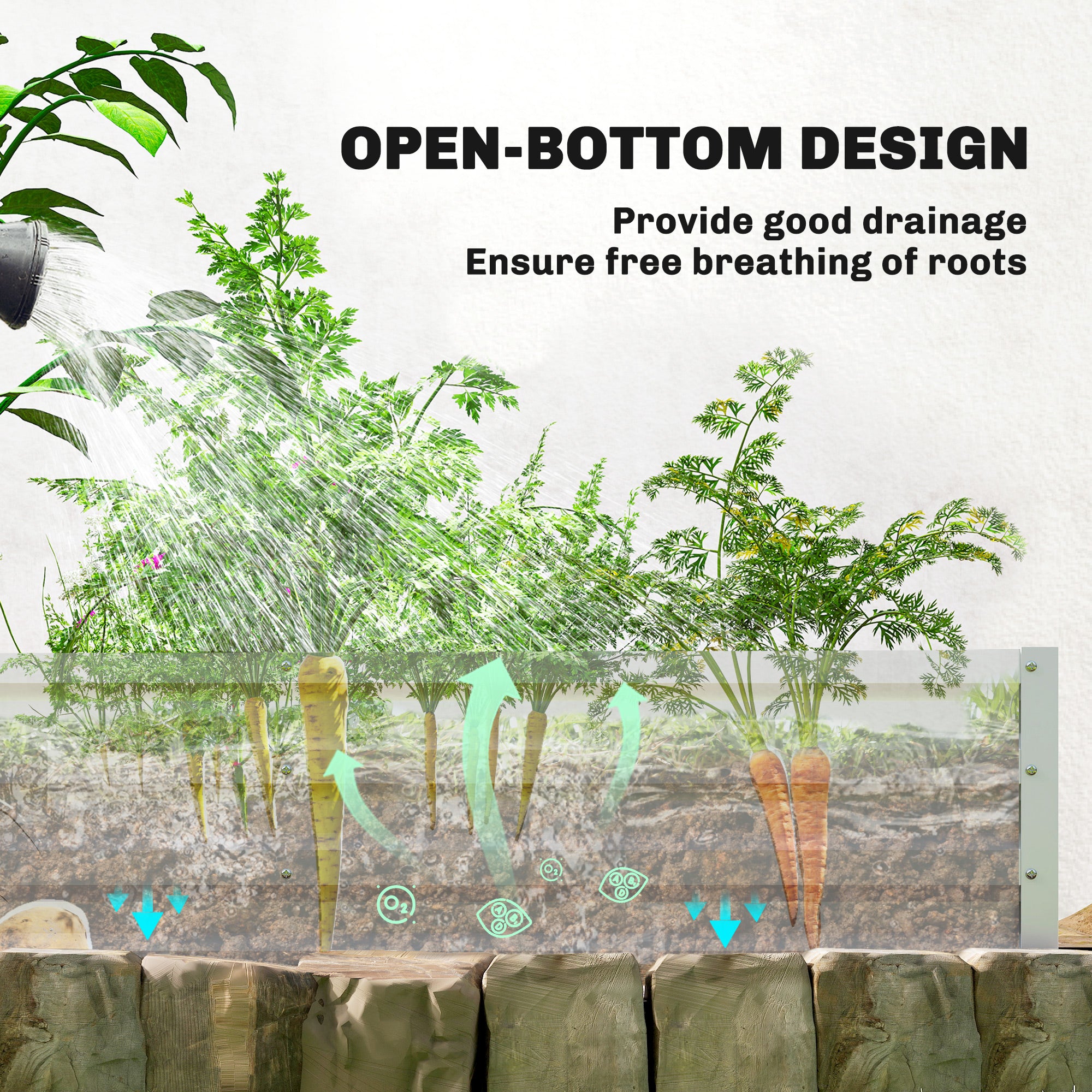 Outsunny Small Greenhouse with Raised Garden Bed, Galvanised Walk-in Greenhouse with Roll Up Windows, 141 x 141 x 190 cm, White 