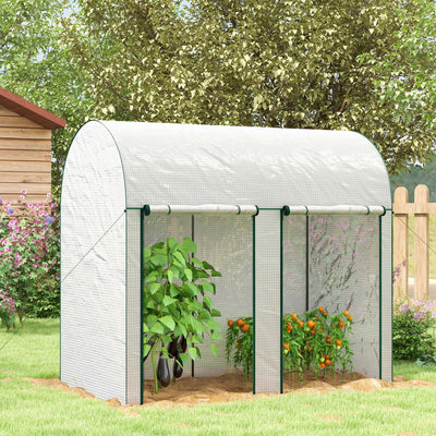 Outsunny 200 x 100cm Walk-In Greenhouse, with Zipped Doors - White 