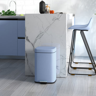 HOMCOM 20L Modern Boxy Metal Home Kitchen Bin - Light Blue 