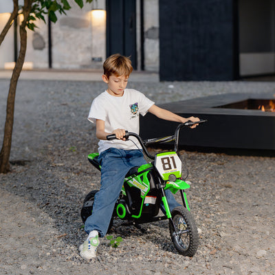 AIYAPLAY Kids Electric Motorbike, 24V Ride On Motorcycle with 3 Speeds and Rear Suspension, Dirt Bike for 8-12 Years Old, Green 