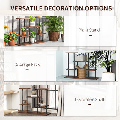 Outsunny Four-Tier Wooden Shelf Plant Stand 