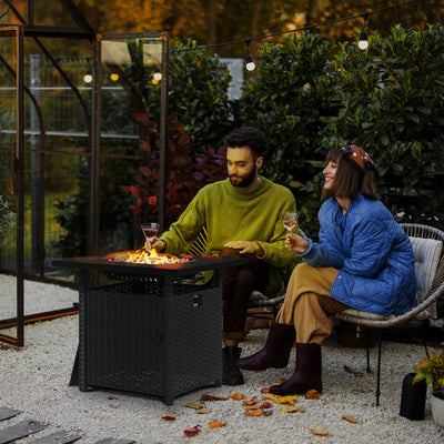 Outsunny 72.5 x 72.5cm 50,000 BTU Fire Pit Table, with Cover - Black 