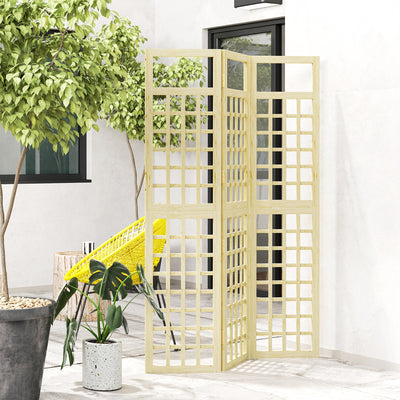 Outsunny 3-Panel Garden Privacy Screen, Freestanding Foldable Wooden Outdoor Divider/Trellis, Decorative Privacy Screen for Garden Patio Pool, 120 x 170 cm, Natural Wood Finish 