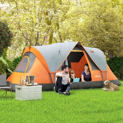 Outsunny 5-6 Man Dome Camping Tent - Orange 