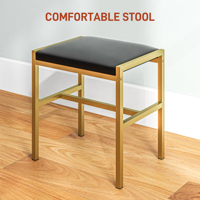 HOMCOM Dressing Table Set, with Storage and Stool - Black 