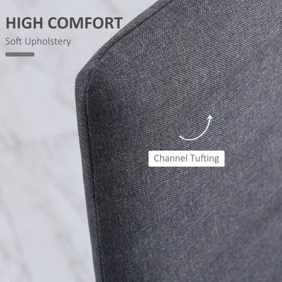 HOMCOM High Back Dining Chairs Modern Upholstered Linen-Touch Fabric Accent Chairs with Metal Legs for Kitchen, Set of 4, Grey 
