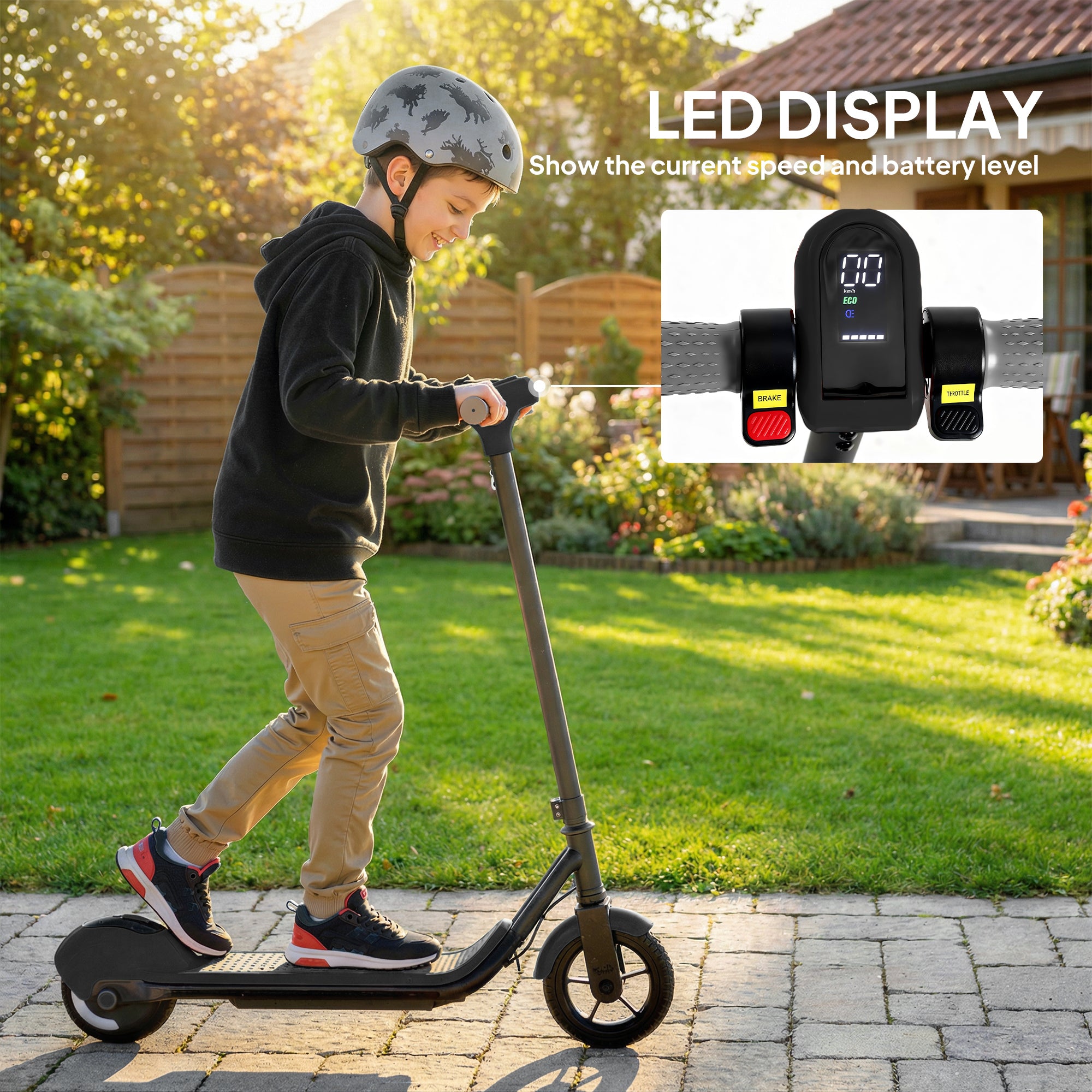 SPORTNOW Electric Scooter for Kids, with LED Display, Green 