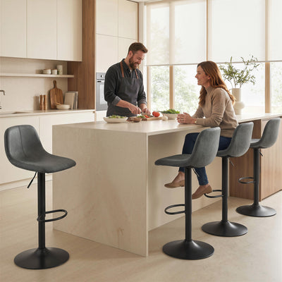 HOMCOM Bar Stools Set of 2, Modern Swivel Barstools with Footrest for Kitchen Island and Dining Room, Grey 