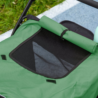 PawHut Foldable Pet Stroller, with Washable Cushion, Storage Bags, Safety Leash, for Medium, Large Dogs, Cats - Green 