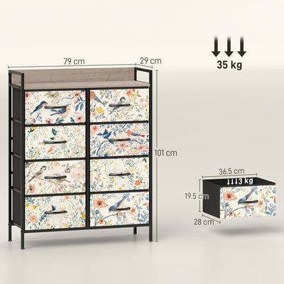 HOMCOM 8-Drawer Chest of Drawers - White 