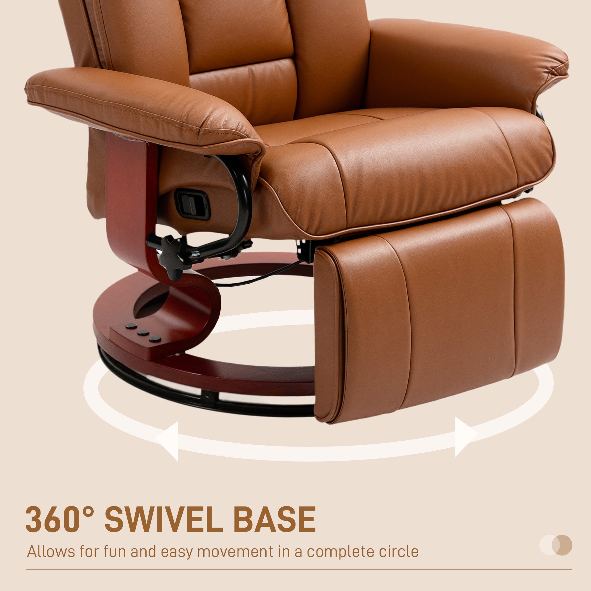 HOMCOM Faux Leather Recliner Chair - Brown 