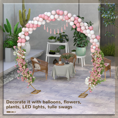 Outsunny 280cm Gold Backdrop Stand, Round Metal Wedding Arch for Birthday Party, Bridal Shower, Graduation, Ceremony 
