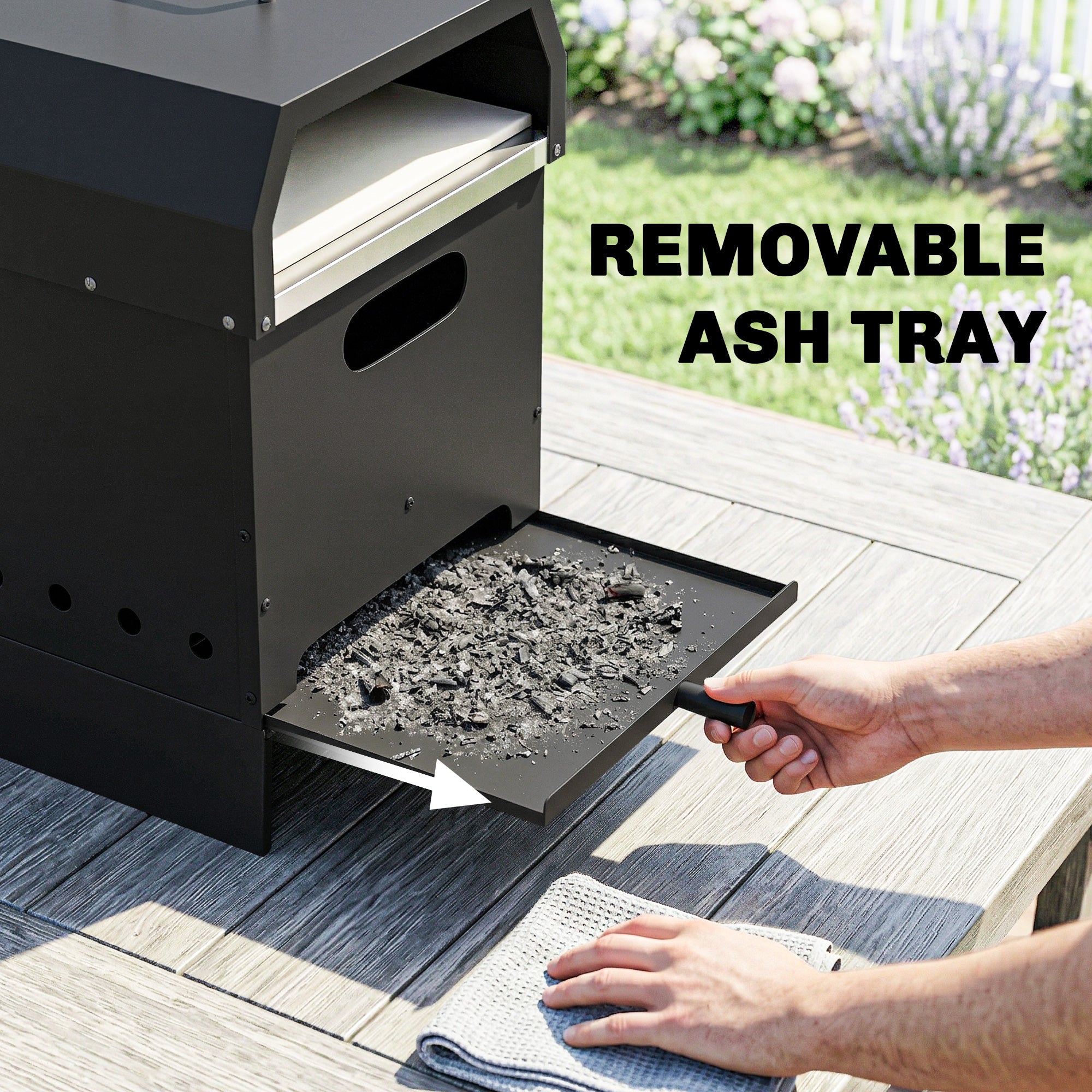 Outsunny 3 in 1 Outdoor Pizza Oven, Portable Wood Fired Pizza Maker with Handles, Stone and Peel 