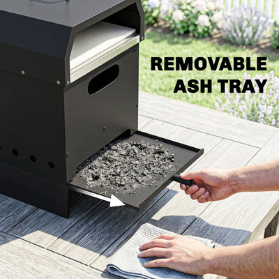 Outsunny 3 in 1 Outdoor Pizza Oven, Portable Wood Fired Pizza Maker with Handles, Stone and Peel 