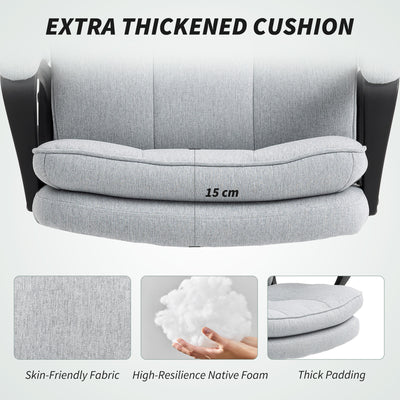 HOMCOM Double Padded Linen-Look Office Chair - Light Grey 