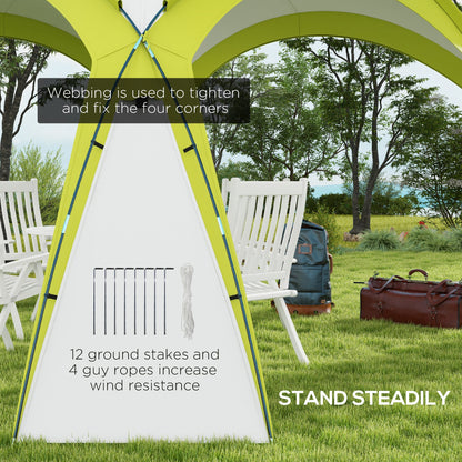 Outsunny 3.5 x 3.5M Camping Gazebo, Outdoor Event Shelter Dome Tent Garden Sun Shelter Patio Spire Arc Pavilion Camp Sun Shade, Green 