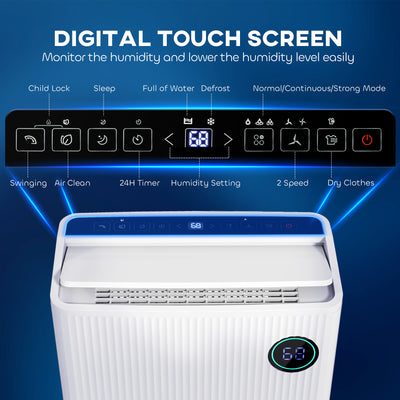 HOMCOM 5500mL Portable Dehumidifier with Air Purifier, UVC, Ioniser, 24H Timer, 5 Modes, 16L/Day, for Home Laundry, White 
