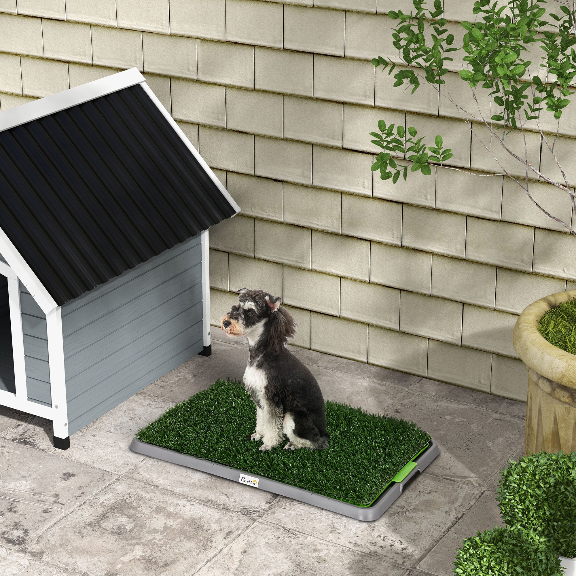 PawHut Artificial Grass Dog Toilet with Tray for Potty Training Indoor Outdoor, 2 Packs, 67 x 41cm 
