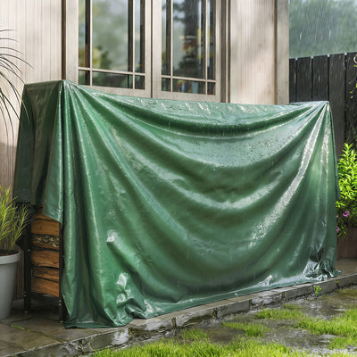 Outsunny 3 x 4m Waterproof Tarpaulin, 90GSM Tear-Resistant PE Tarp with Reinforced Grommets, UV Protected Cover 