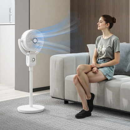 HOMCOM Pedestal Air Circulation Fan with Oscillating, White 