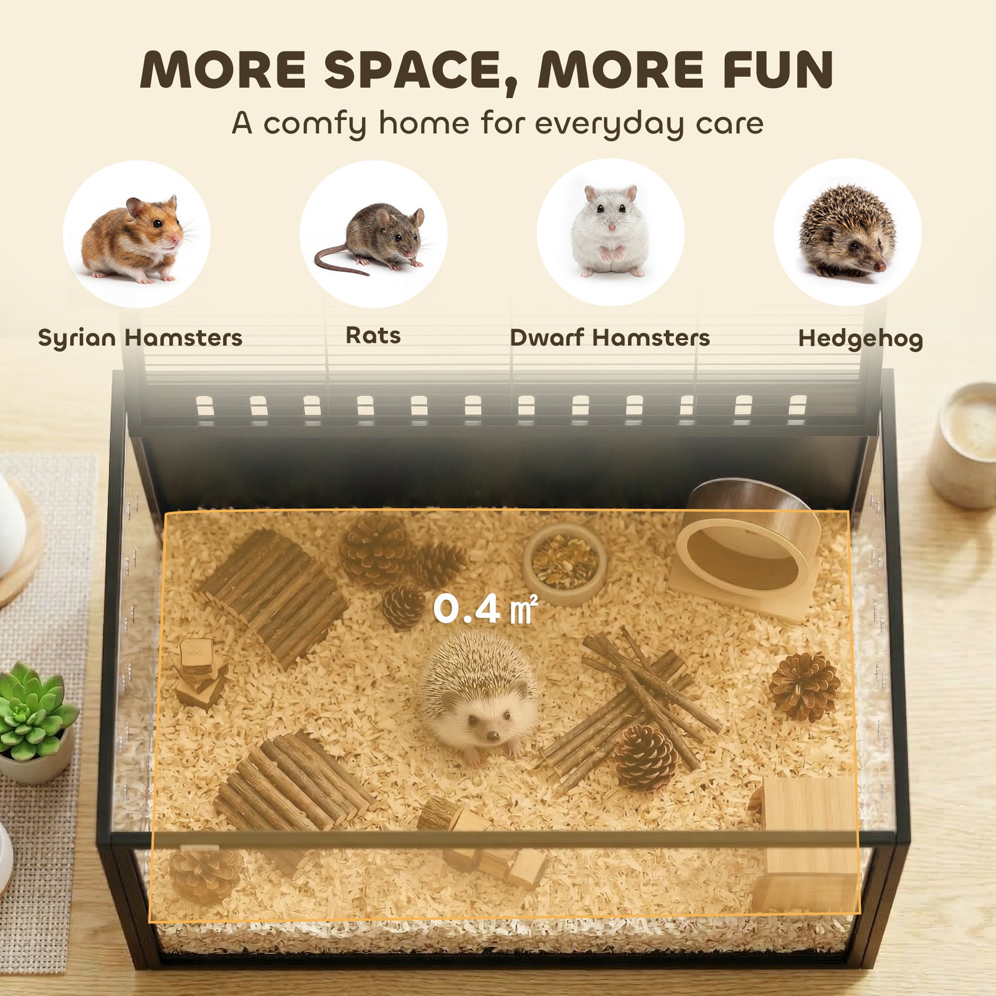PawHut Hamster Cage Steel Chewproof with Openable Top, Deep Burrow for Dwarf Syrian Hamster, Gerbil, Rats, 81 x 51 x 53 cm 