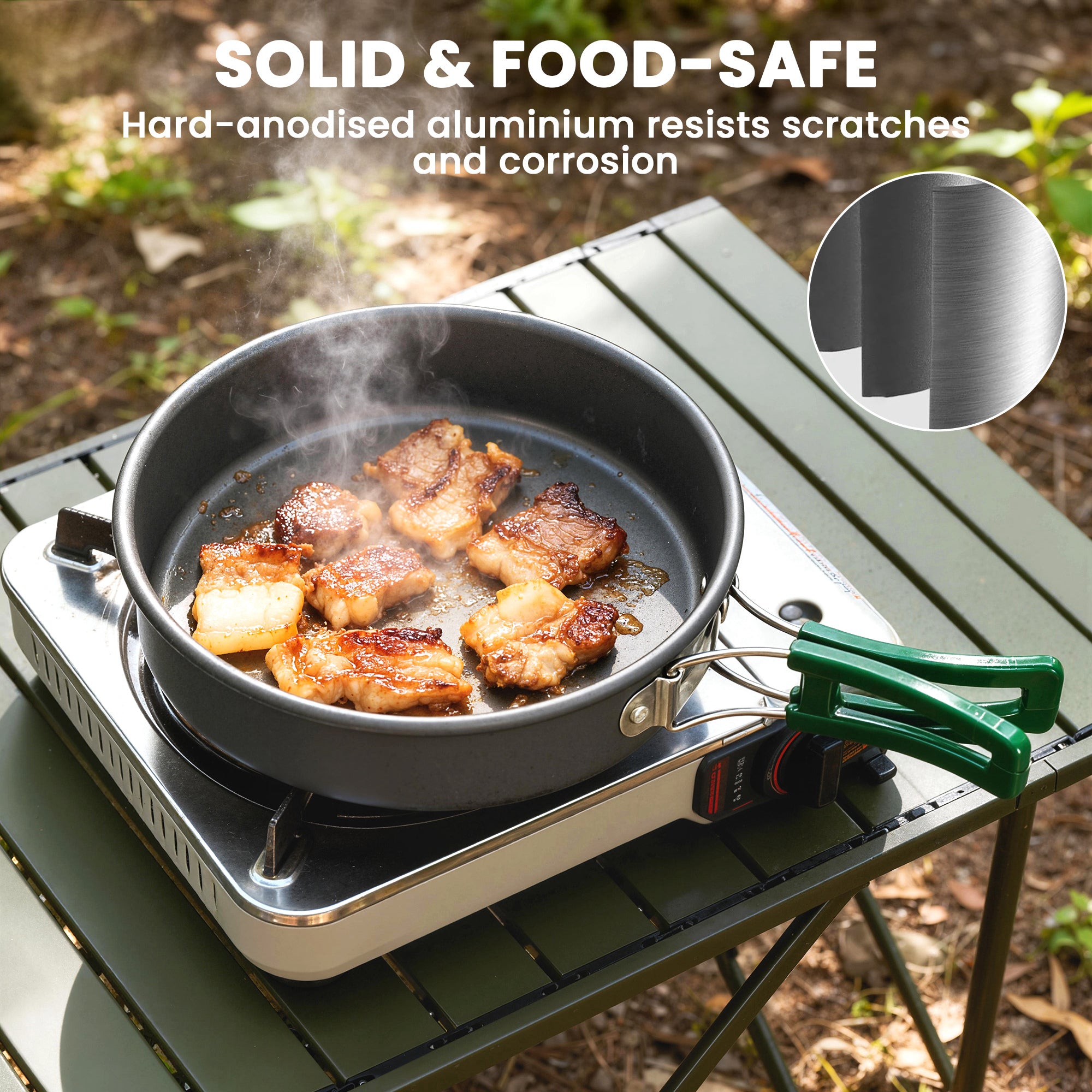 Outsunny Camping Cookware Set for 2-3 People, Ultralight Aluminium Camping Cooking Kit with Anti-Scald Handles, Grey 