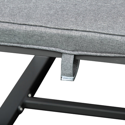 Outsunny 9PCs Patio Aluminium Dining Set, Space Saving Cube Set with 4 Chairs, 4 Ottoman, Cushions, 8 Seater Garden Furniture 