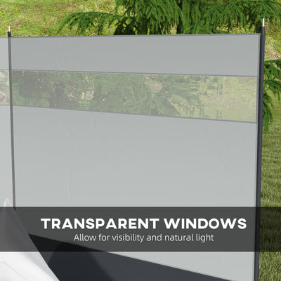 Outsunny Camping Windbreaker with Clear Windows, Carry Bag and Steel Poles, for Beach Caravan Campervan, 440 x 140cm, Grey 