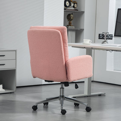 HOMCOM 91-99cm Sherpa Fleece Office Chair - Pink 