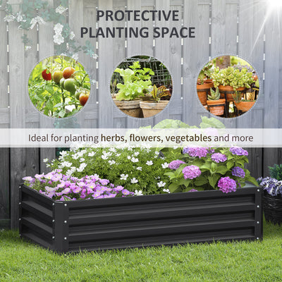 Outsunny Raised Beds for Garden, Galvanized Outdoor Planters, for Herbs and Vegetables, Use for Patio, Backyard, Balcony, Grey 