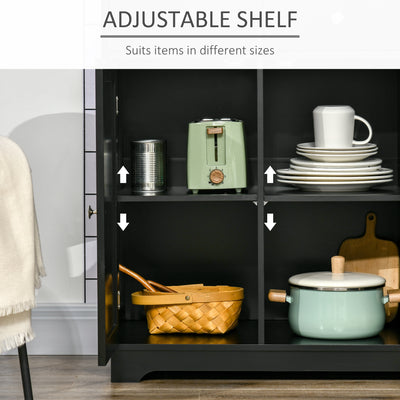 HOMCOM Sideboard with Rubberwood Top and Adjustable Shelves for Dining Room, Kitchen - Black 