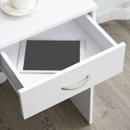 HOMCOM Compact Computer Desk, Study Table with Drawer and Storage Compartment, Writing Workstation, White 