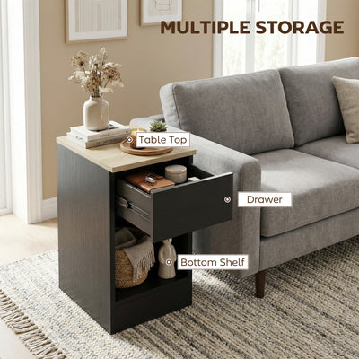HOMCOM Set of Two Modern Storage Bedside Tables - Black 